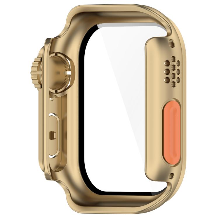 For Apple Watch Series 9/8/7 41mm Change to Ultra 49mm Tempered Film Integrated PC Button Watch Case(Champagne Gold) - Watch Cases by PMC TechLife | Online Shopping South Africa | PMC TechLife | Buy Now Pay Later Mobicred