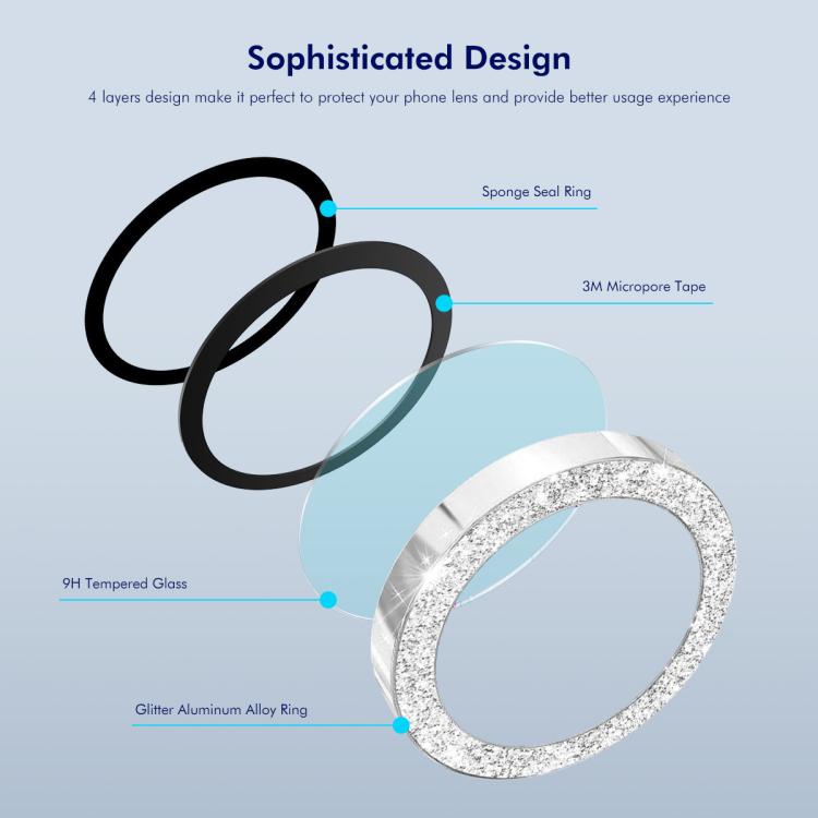 For iPhone 16e ENKAY Hat-Prince Glitter Rear Camera Lens Aluminium Alloy Ring Tempered Glass Film(Golden) - free shipping - PMc TechLife - Order now!