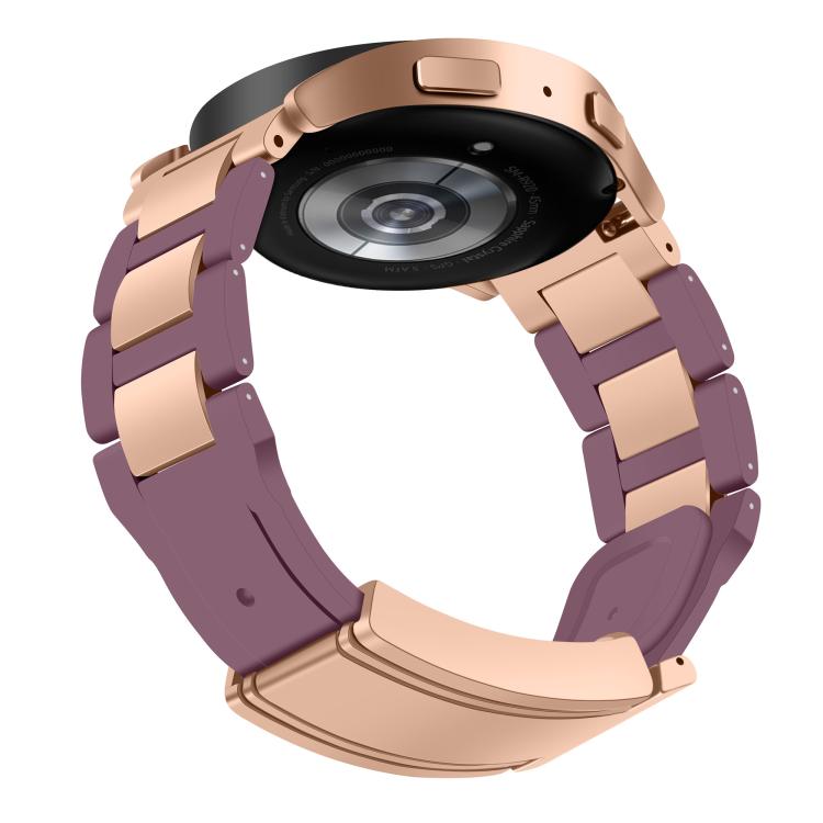 22mm Folding Magnetic Buckle Stainless Steel Rubber Watch Band(Purple+Rose Gold) - free shipping - PMC TechLife - Order now!