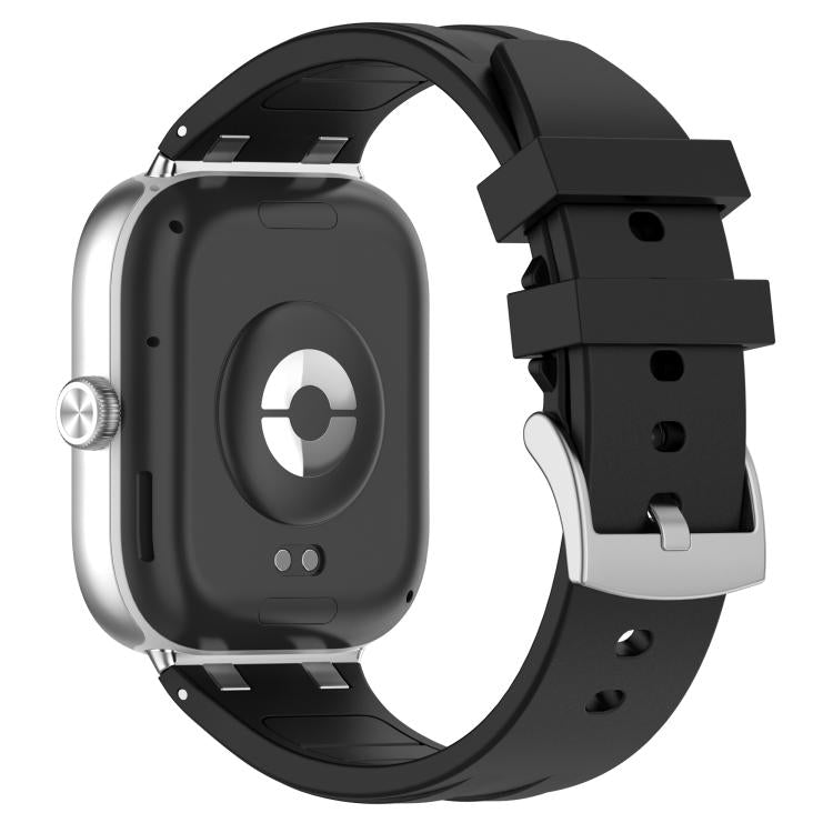 For Redmi Watch 5 / Xiaomi Smart Band 9 Pro Silver Metal Connector Silicone Watch Band(Black) - free shipping - PMC TechLife - Order now!