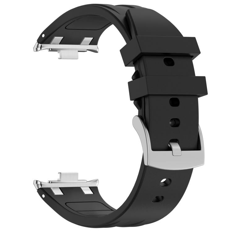 For Redmi Watch 5 / Xiaomi Smart Band 9 Pro Silver Metal Connector Silicone Watch Band(Black) - free shipping - PMC TechLife - Order now!