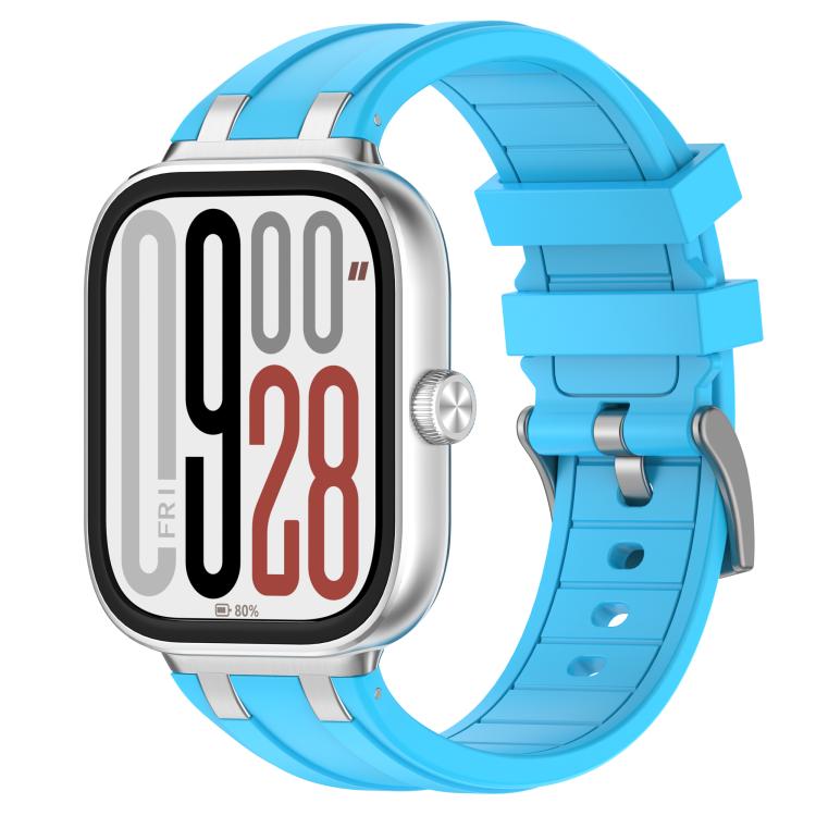 For Redmi Watch 5 / Xiaomi Smart Band 9 Pro Silver Metal Connector Silicone Watch Band(Sky Blue) - free shipping - PMC TechLife - Order now!