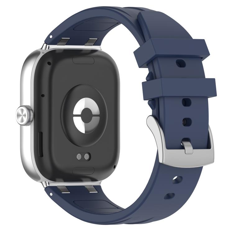 For Redmi Watch 5 / Xiaomi Smart Band 9 Pro Silver Metal Connector Silicone Watch Band(Navy Blue) - free shipping - PMC TechLife - Order now!