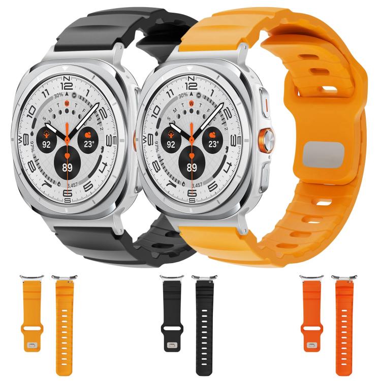 For Samsung Galaxy Watch Ultra 47mm Silver Connector Reverse Buckle Fluororubber Watch Band(Orange) - free shipping - PMC TechLife - Order now!