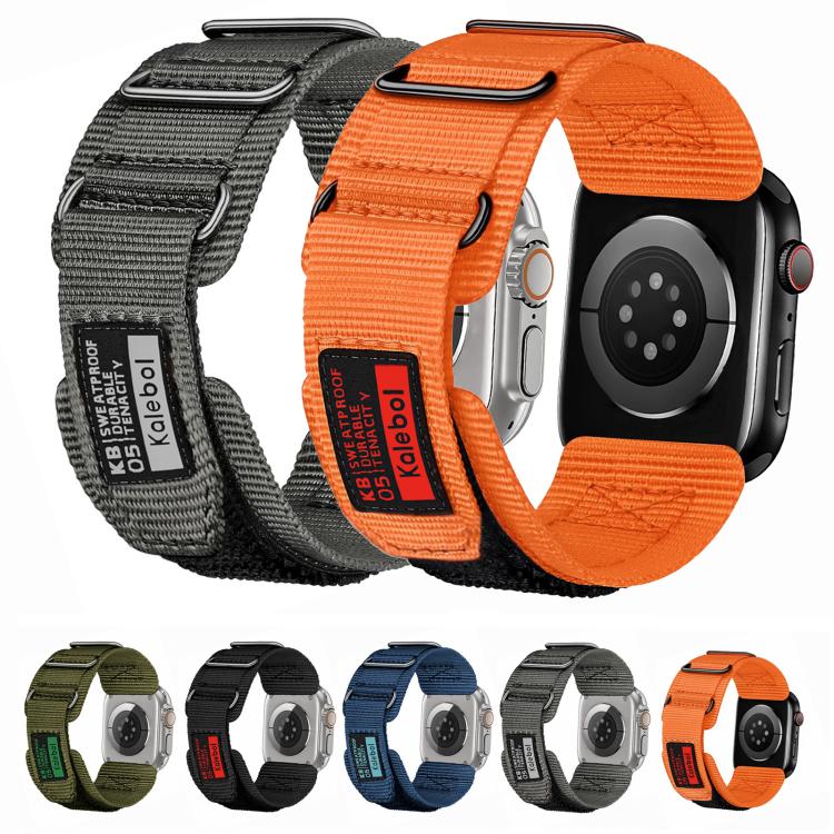 For Apple Watch 46mm / 49mm / 45mm / 44mm Kalebol Hook and Tri-Loop Nylon Watch Band(Silver) - Watch Bands by Kalebol | Online Shopping South Africa | PMc TechLife | Buy Now Pay Later Mobicred