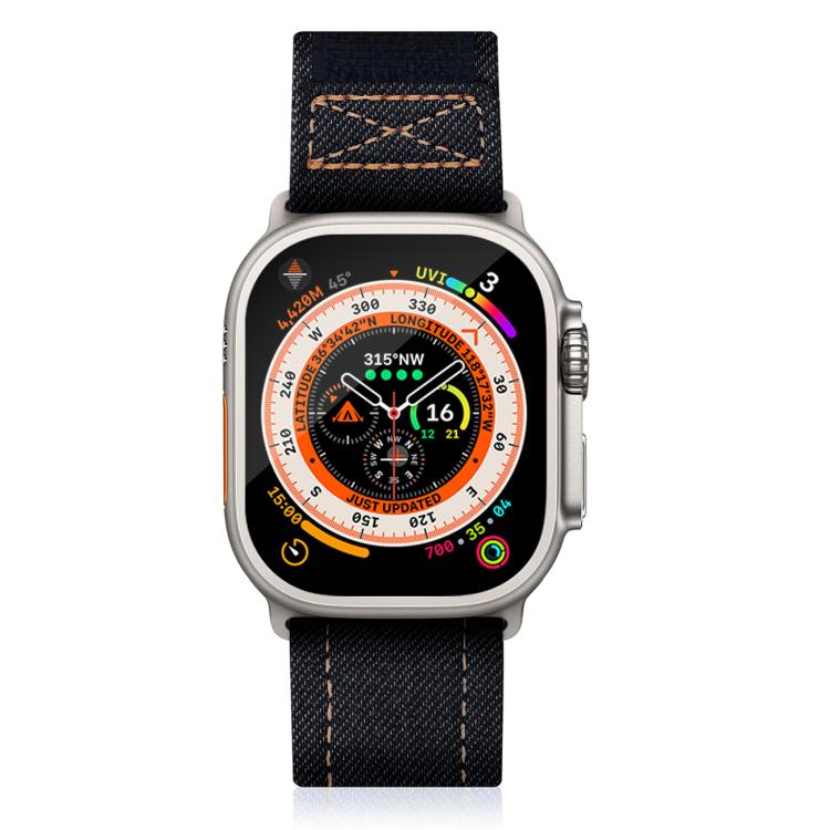 For Apple Watch 42mm / 41mm / 40mm / 38mm Kalebol Cool Denim Nylon Hook and Loop Fastener Watch Band(Black) - free shipping - PMC TechLife - Order now!