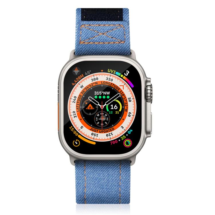 For Apple Watch 42mm / 41mm / 40mm / 38mm Kalebol Cool Denim Nylon Hook and Loop Fastener Watch Band(Dark Blue) - free shipping - PMC TechLife - Order now!