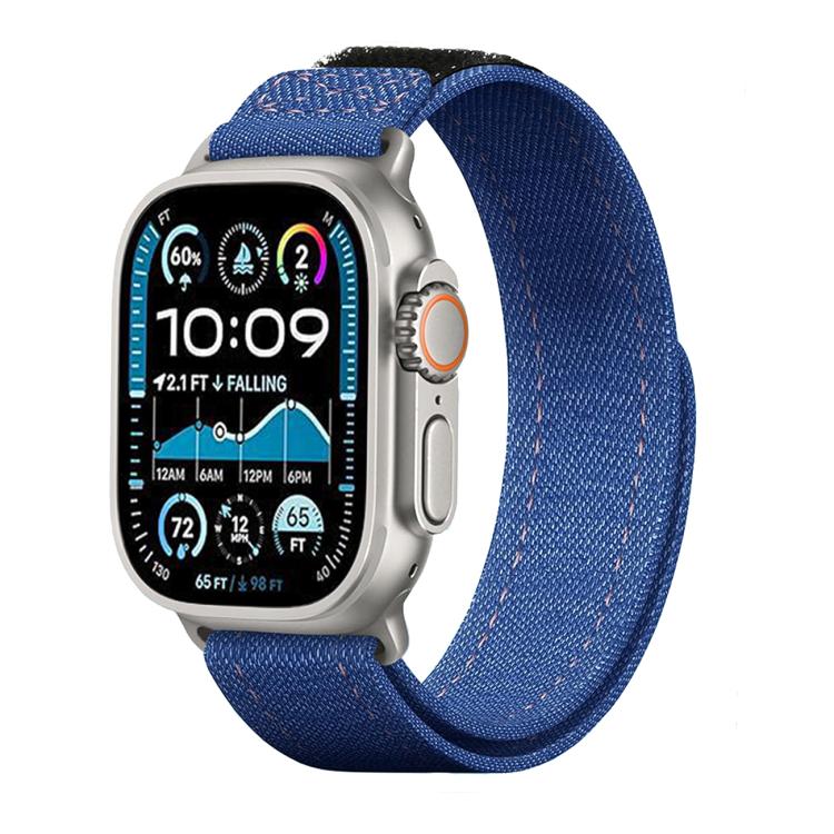For Apple Watch 46mm / 49mm / 45mm / 44mm Kalebol Cool Denim Nylon Hook and Loop Fastener Watch Band(Blue) - free shipping - PMC TechLife - Order now!