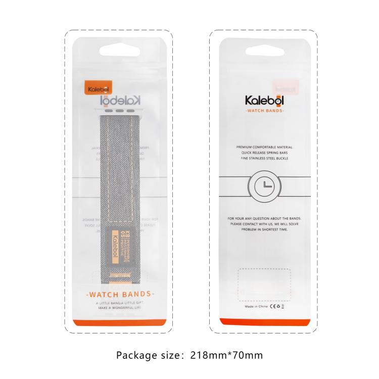 For Apple Watch 46mm / 49mm / 45mm / 44mm Kalebol Cool Denim Nylon Hook and Loop Fastener Watch Band(Gray) - free shipping - PMC TechLife - Order now!