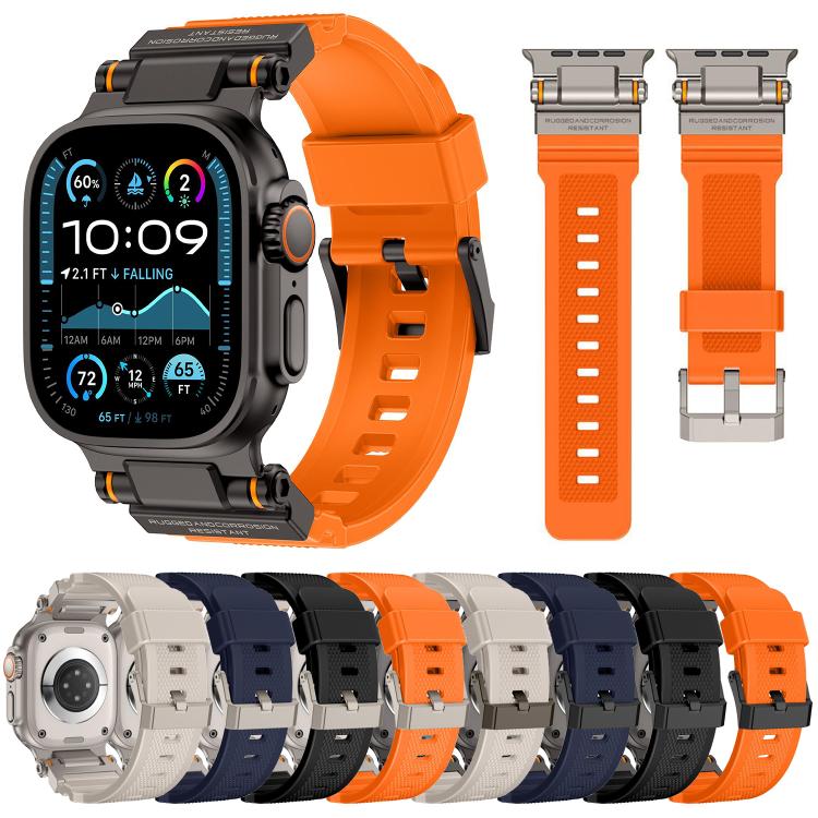 For Apple Watch 46mm / 49mm / 45mm / 44mm Kalebol Outdoor Explorer Metal Connector TPU Watch Band(Titanium Orange) - free shipping - PMC TechLife - Order now!