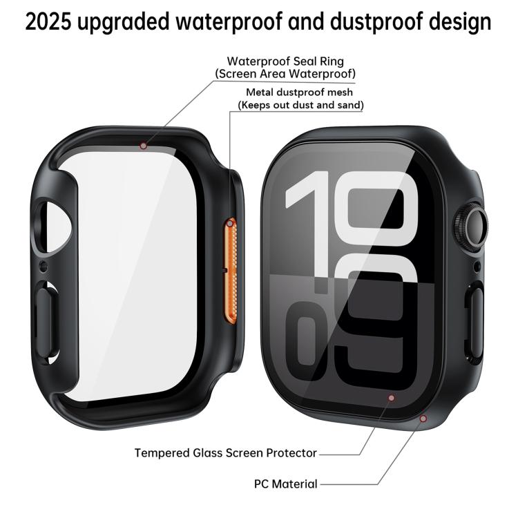 For Apple Watch Series 10 42mm Tempered Film Integrated PC Watch Protective Case(Original Machine Black) - Watch Cases by PMC TechLife | Online Shopping South Africa | PMC TechLife | Buy Now Pay Later Mobicred