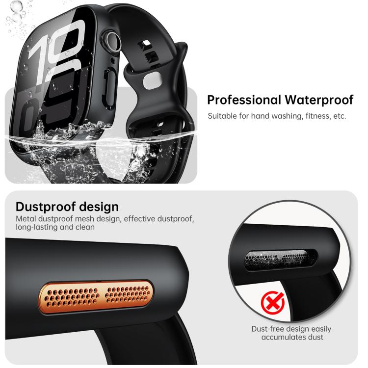 For Apple Watch Series 41mm Tempered Film Integrated PC Watch Protective Case(Original Machine Black) - Watch Cases by PMC TechLife | Online Shopping South Africa | PMC TechLife | Buy Now Pay Later Mobicred