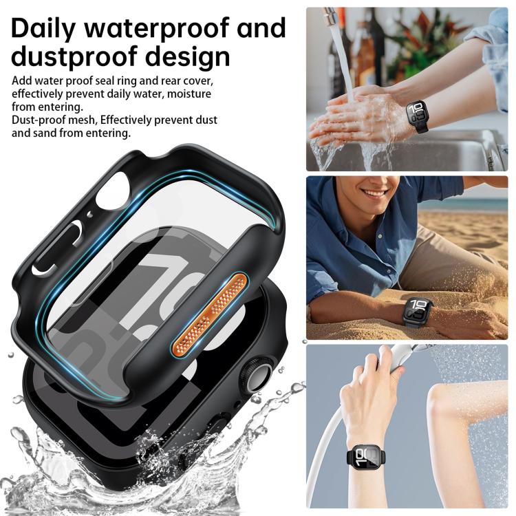 For Apple Watch Series 41mm Tempered Film Integrated PC Watch Protective Case(Original Machine Black) - Watch Cases by PMC TechLife | Online Shopping South Africa | PMC TechLife | Buy Now Pay Later Mobicred