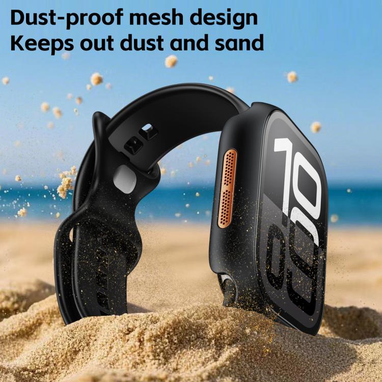 For Apple Watch Series 41mm Tempered Film Integrated PC Watch Protective Case(Original Machine Black) - Watch Cases by PMC TechLife | Online Shopping South Africa | PMC TechLife | Buy Now Pay Later Mobicred