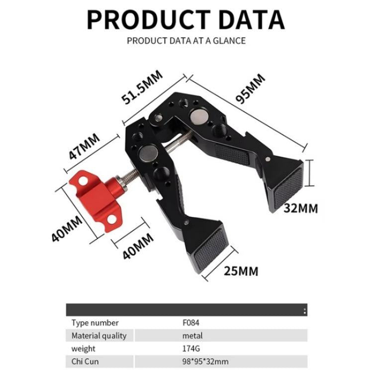 F084 Metal Hot Shoe Mount Multi-Function Crab Clamp Universal Photography Light Stand Clamp - free shipping - PMC TechLife - Order now!