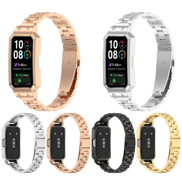 For Huawei Band 10 / 10 NFC / 9 / 9 NFC Watch Frame Integrated Three Beads Stainless Steel Watch Band(Silver) - free shipping - PMC TechLife - Order now!