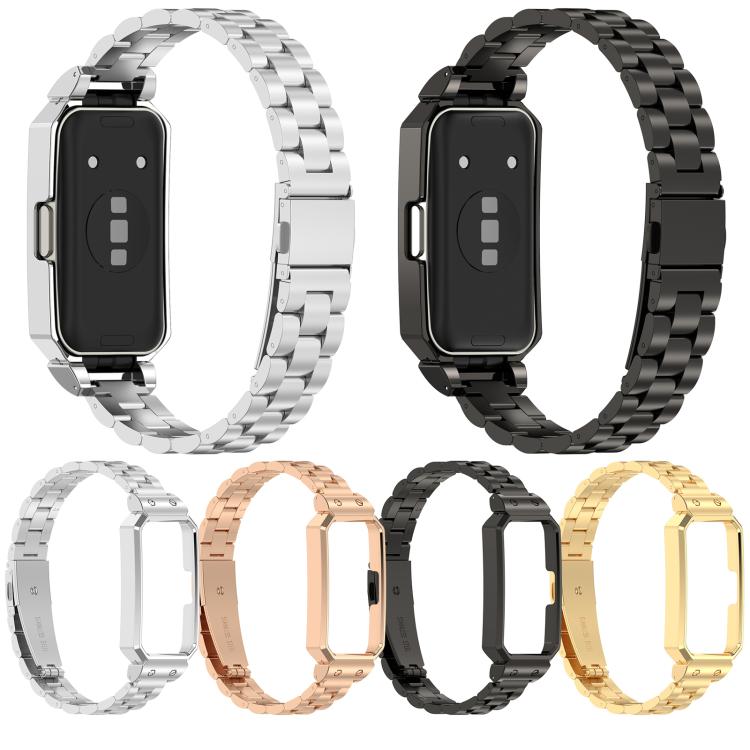 For Huawei Band 10 / 10 NFC / 9 / 9 NFC Watch Frame Integrated Three Beads Stainless Steel Watch Band(Silver) - free shipping - PMC TechLife - Order now!