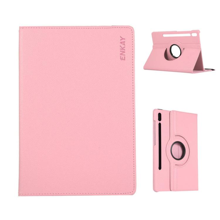 For Samsung Galaxy Tab S10 FE / S9 FE / S9 ENKAY 360 Degree Rotation Litchi Leather Smart Tablet Case(Pink) - free shipping - PMc TechLife - Order now!