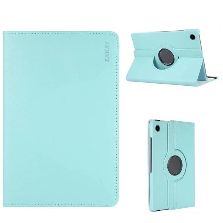 For Samsung Galaxy Tab A9+ 11.0 ENKAY 360 Degree Rotation Litchi Leather Smart Tablet Case(Light Blue) - free shipping - PMc TechLife - Order now!