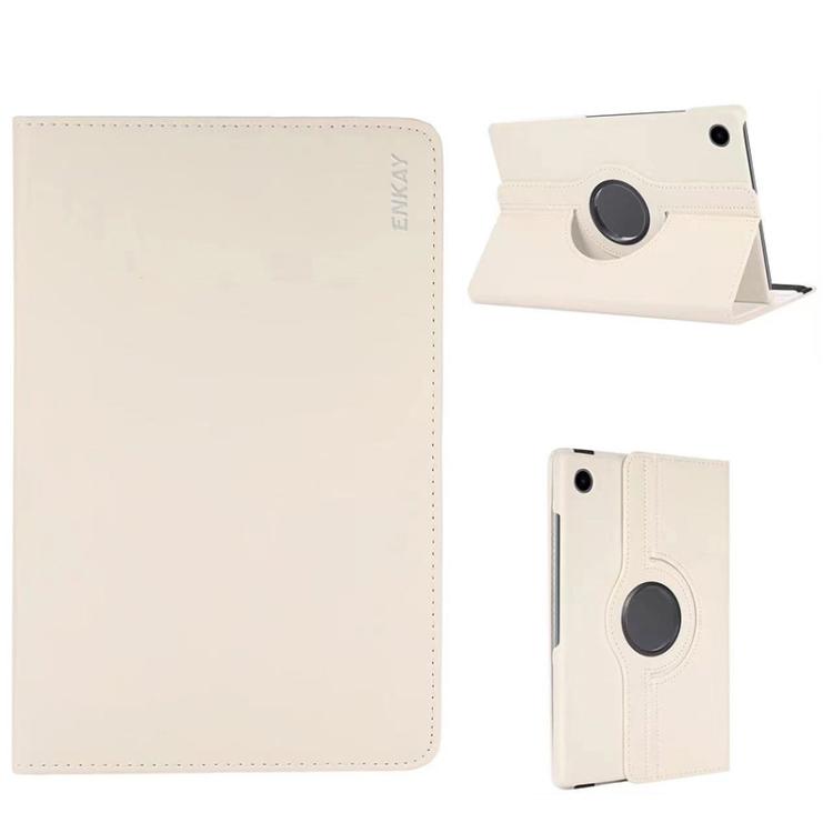 For Samsung Galaxy Tab A9+ 11.0 ENKAY 360 Degree Rotation Litchi Leather Smart Tablet Case(White) - free shipping - PMc TechLife - Order now!