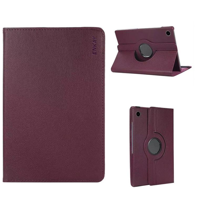 For Samsung Galaxy Tab A9+ 11.0 ENKAY 360 Degree Rotation Litchi Leather Smart Tablet Case(Dark Purple) - free shipping - PMc TechLife - Order now!