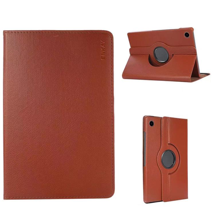 For Samsung Galaxy Tab A9+ 11.0 ENKAY 360 Degree Rotation Litchi Leather Smart Tablet Case(Brown) - free shipping - PMc TechLife - Order now!