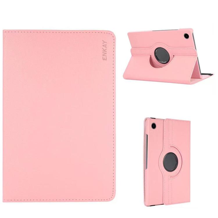 For Samsung Galaxy Tab A9 8.7 ENKAY 360 Degree Rotation Litchi Leather Smart Tablet Case(Pink) - free shipping - PMc TechLife - Order now!