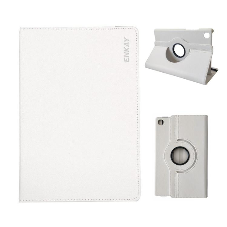 For Samsung Galaxy Tab A7 Lite 8.7 ENKAY 360 Degree Rotation Litchi Leather Smart Tablet Case(White) - free shipping - PMc TechLife - Order now!