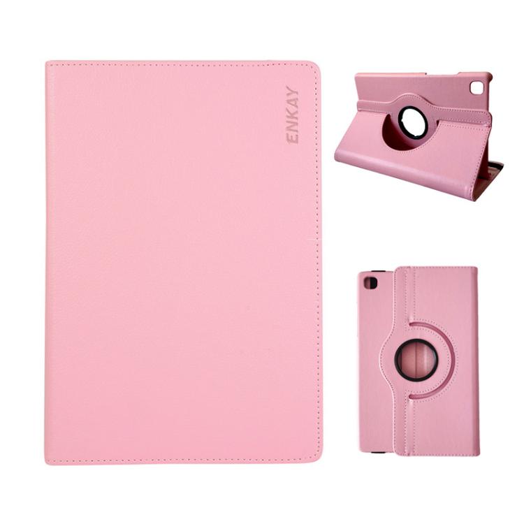 For Samsung Galaxy Tab A7 Lite 8.7 ENKAY 360 Degree Rotation Litchi Leather Smart Tablet Case(Pink) - free shipping - PMc TechLife - Order now!