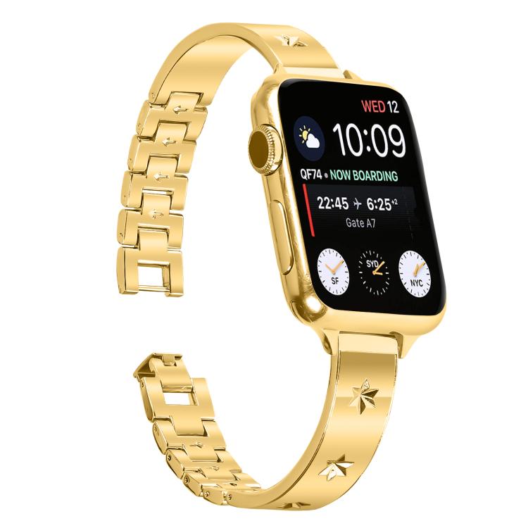For Apple Watch 46mm / 49mm / 45mm / 44mm Snowflake Petals Bracelet Metal Watch Band(Gold) - free shipping - PMC TechLife - Order now!