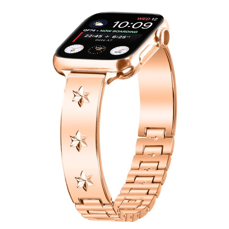 For Apple Watch 46mm / 49mm / 45mm / 44mm Snowflake Petals Bracelet Metal Watch Band(Rose Gold) - free shipping - PMC TechLife - Order now!