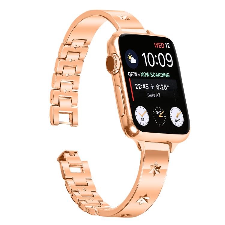 For Apple Watch 46mm / 49mm / 45mm / 44mm Snowflake Petals Bracelet Metal Watch Band(Rose Gold) - free shipping - PMC TechLife - Order now!