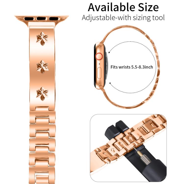 For Apple Watch 46mm / 49mm / 45mm / 44mm Snowflake Petals Bracelet Metal Watch Band(Rose Gold) - free shipping - PMC TechLife - Order now!