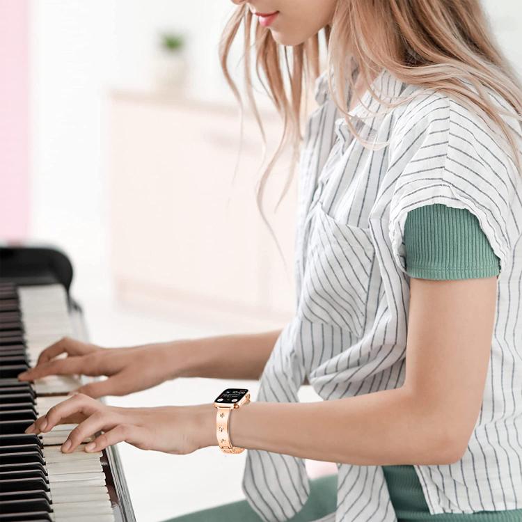 For Apple Watch 46mm / 49mm / 45mm / 44mm Snowflake Petals Bracelet Metal Watch Band(Rose Gold) - free shipping - PMC TechLife - Order now!