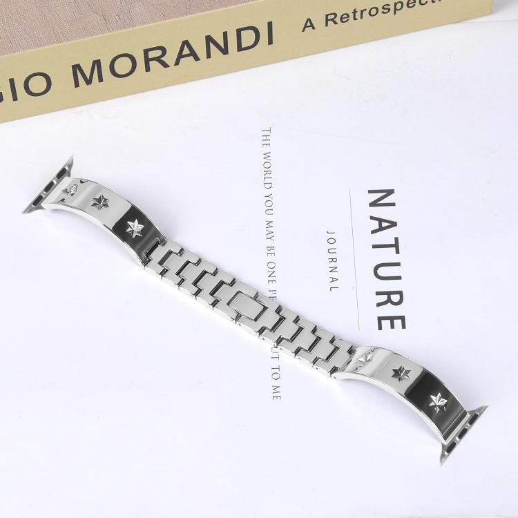 For Apple Watch 46mm / 49mm / 45mm / 44mm Snowflake Petals Bracelet Metal Watch Band(Silver) - free shipping - PMC TechLife - Order now!