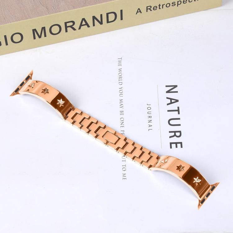For Apple Watch 42mm / 41mm / 40mm / 38mm Snowflake Petals Bracelet Metal Watch Band(Rose Gold) - free shipping - PMC TechLife - Order now!