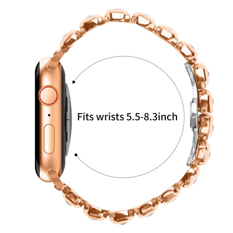 For Apple Watch 46mm / 49mm / 45mm / 44mm Small Square Diamonds Butterfly Buckle Watch Band(Rose Gold) - free shipping - PMC TechLife - Order now!