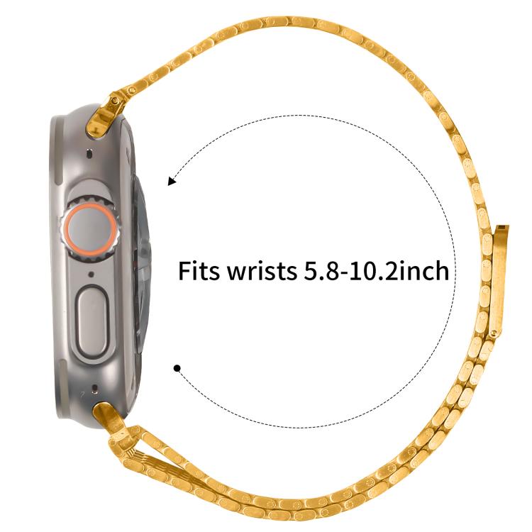 For Apple Watch 42mm / 41mm / 40mm / 38mm Nine-Bead Magnetic Loop Steel Watch Band(Gold) - free shipping - PMC TechLife - Order now!