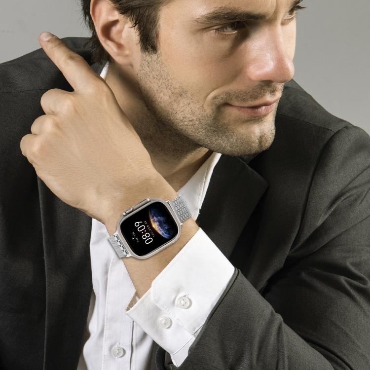 For Apple Watch 42mm / 41mm / 40mm / 38mm Nine-Bead Magnetic Loop Steel Watch Band(Silver) - free shipping - PMC TechLife - Order now!