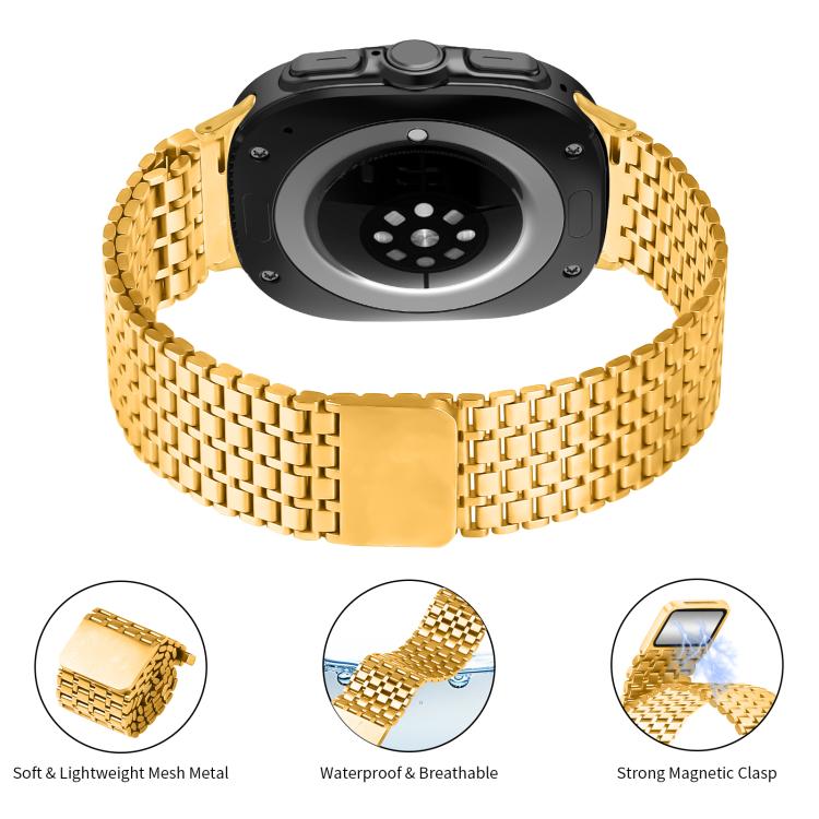 For Samsung Galaxy Watch Ultra 47mm Nine-beads Magnetic Buckle Stainless Steel Watch Band(Gold) - free shipping - PMC TechLife - Order now!