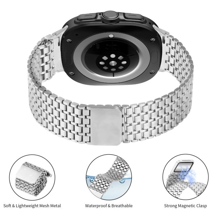 For Samsung Galaxy Watch Ultra 47mm Nine-beads Magnetic Buckle Stainless Steel Watch Band(Silver) - free shipping - PMC TechLife - Order now!