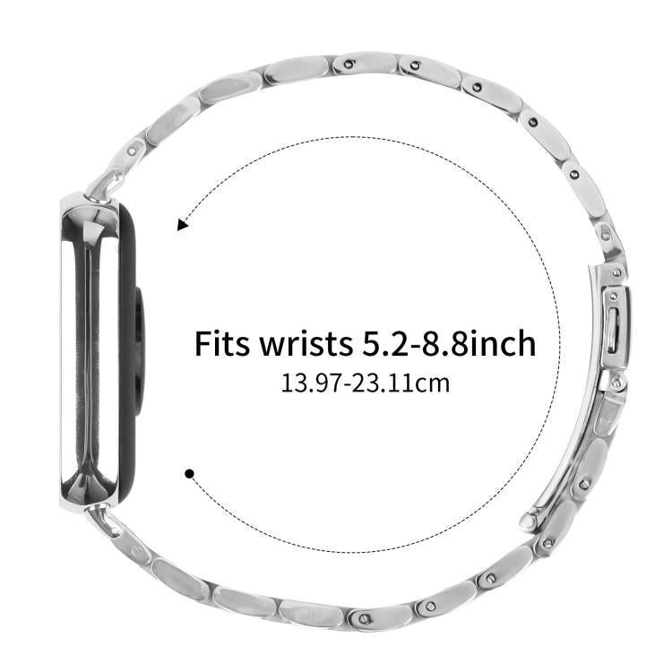 For Xiaomi Mi Band 8 Pro Five Beads Slingshot Buckle Steel Watch Band(Silver Black) - free shipping - PMC TechLife - Order now!