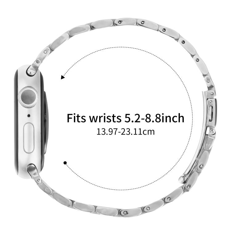 For Apple Watch 46mm / 49mm / 45mm / 44mm Small Waist Slingshot Buckle Steel Watch Band(Between Gold) - free shipping - PMC TechLife - Order now!