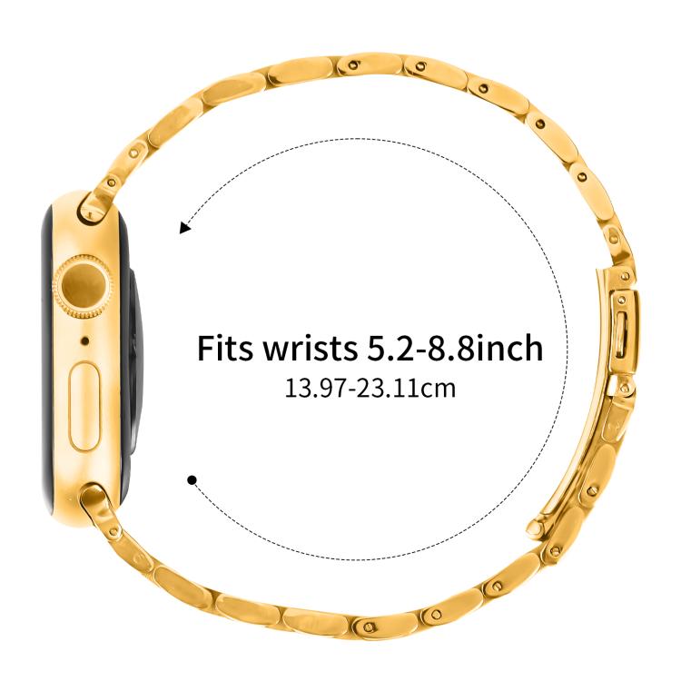 For Apple Watch 46mm / 49mm / 45mm / 44mm Small Waist Slingshot Buckle Steel Watch Band(Gold) - free shipping - PMC TechLife - Order now!