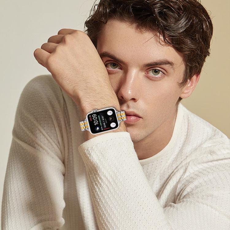 For Apple Watch 42mm / 41mm / 40mm / 38mm Small Waist Slingshot Buckle Steel Watch Band(Between Gold) - free shipping - PMC TechLife - Order now!