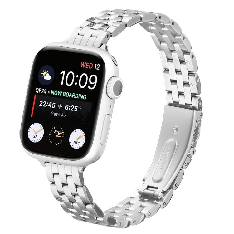 For Apple Watch 42mm / 41mm / 40mm / 38mm Small Waist Slingshot Buckle Steel Watch Band(Silver) - free shipping - PMC TechLife - Order now!