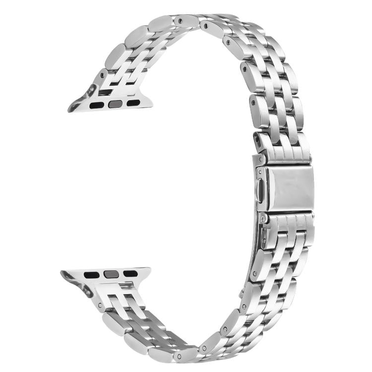 For Apple Watch 42mm / 41mm / 40mm / 38mm Small Waist Slingshot Buckle Steel Watch Band(Silver) - free shipping - PMC TechLife - Order now!