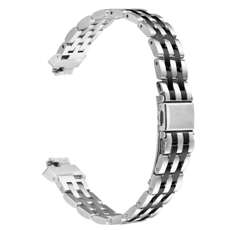 For Fitbit Inspire 1 / Inspire 2 Five Beads Slingshot Buckle Steel Watch Band(Silver Black) - free shipping - PMC TechLife - Order now!