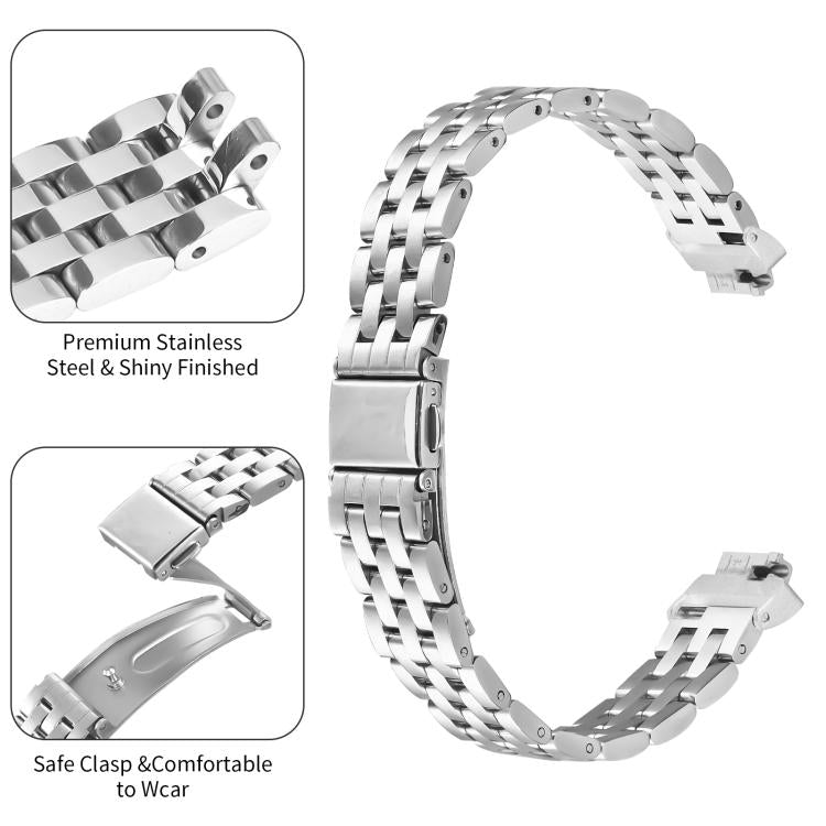For Fitbit Inspire 1 / Inspire 2 Five Beads Slingshot Buckle Steel Watch Band(Silver) - free shipping - PMC TechLife - Order now!