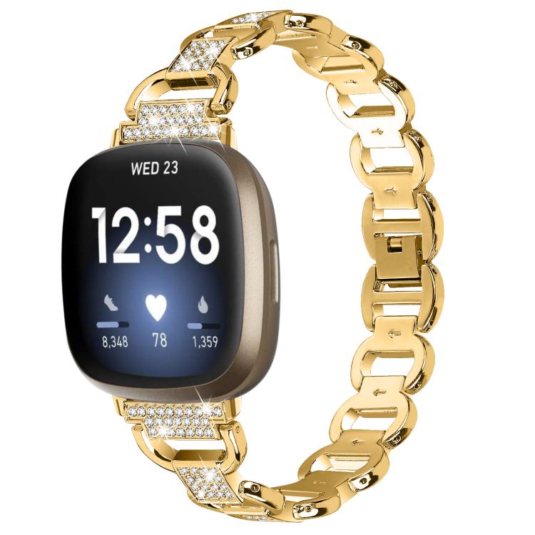 For Fitbit Versa 3 Oval Diamond Stainless Steel Watch Band(Gold) - free shipping - PMC TechLife - Order now!
